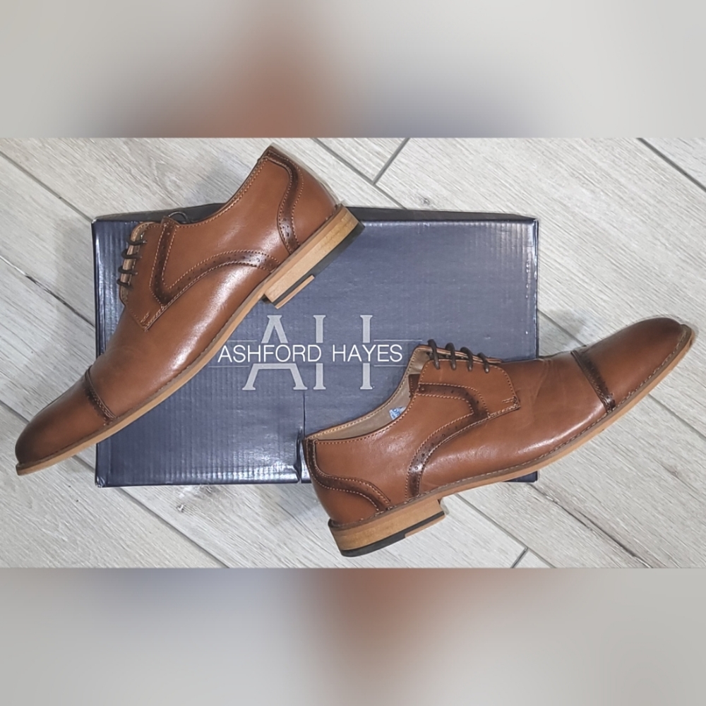 👞 Ashford Hayes Cognac Leather Dress Shoes (9.5)